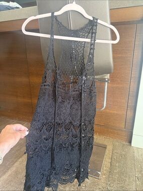 Black Crochet Tank Cover-Up